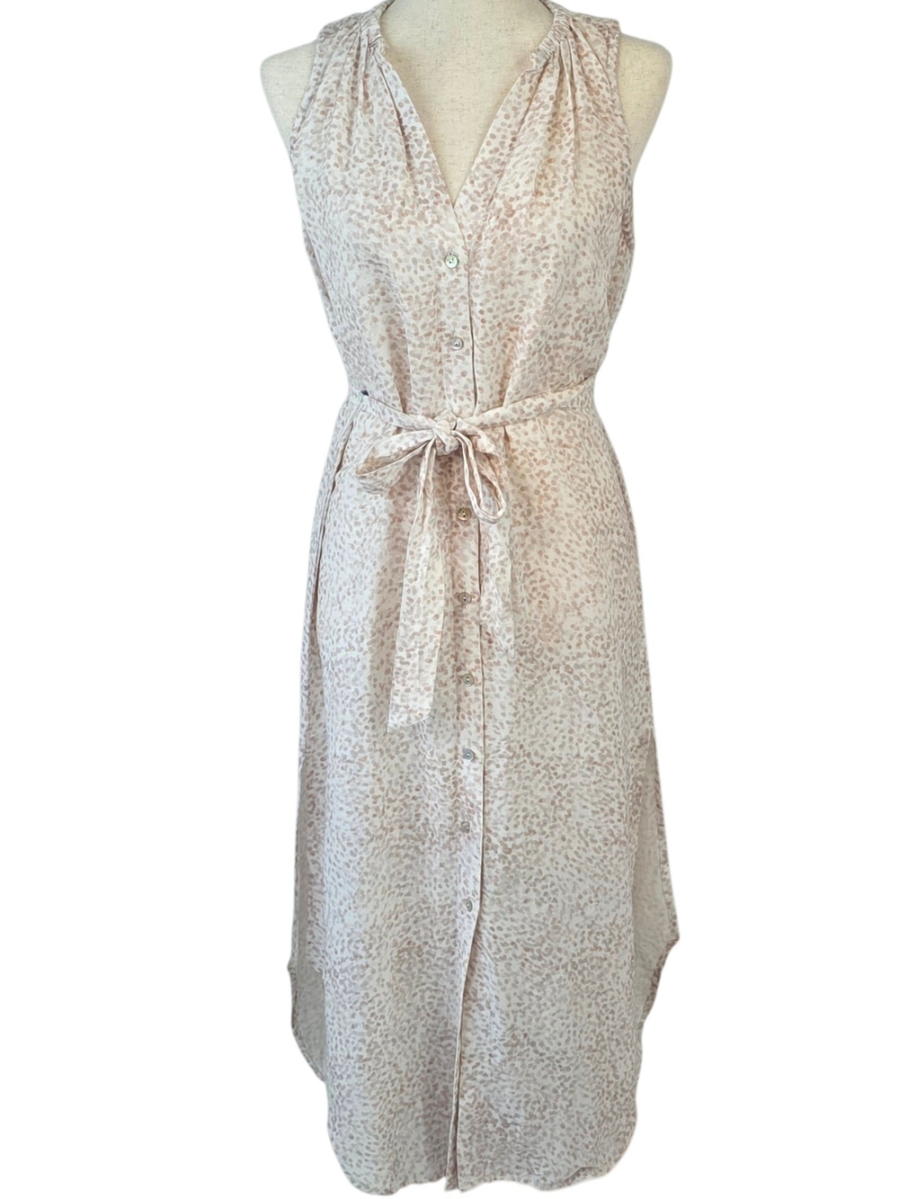 Anthropologie Cloth & Stone Button Front Midi Shirt Dress w/Tie Waist Size XSmal